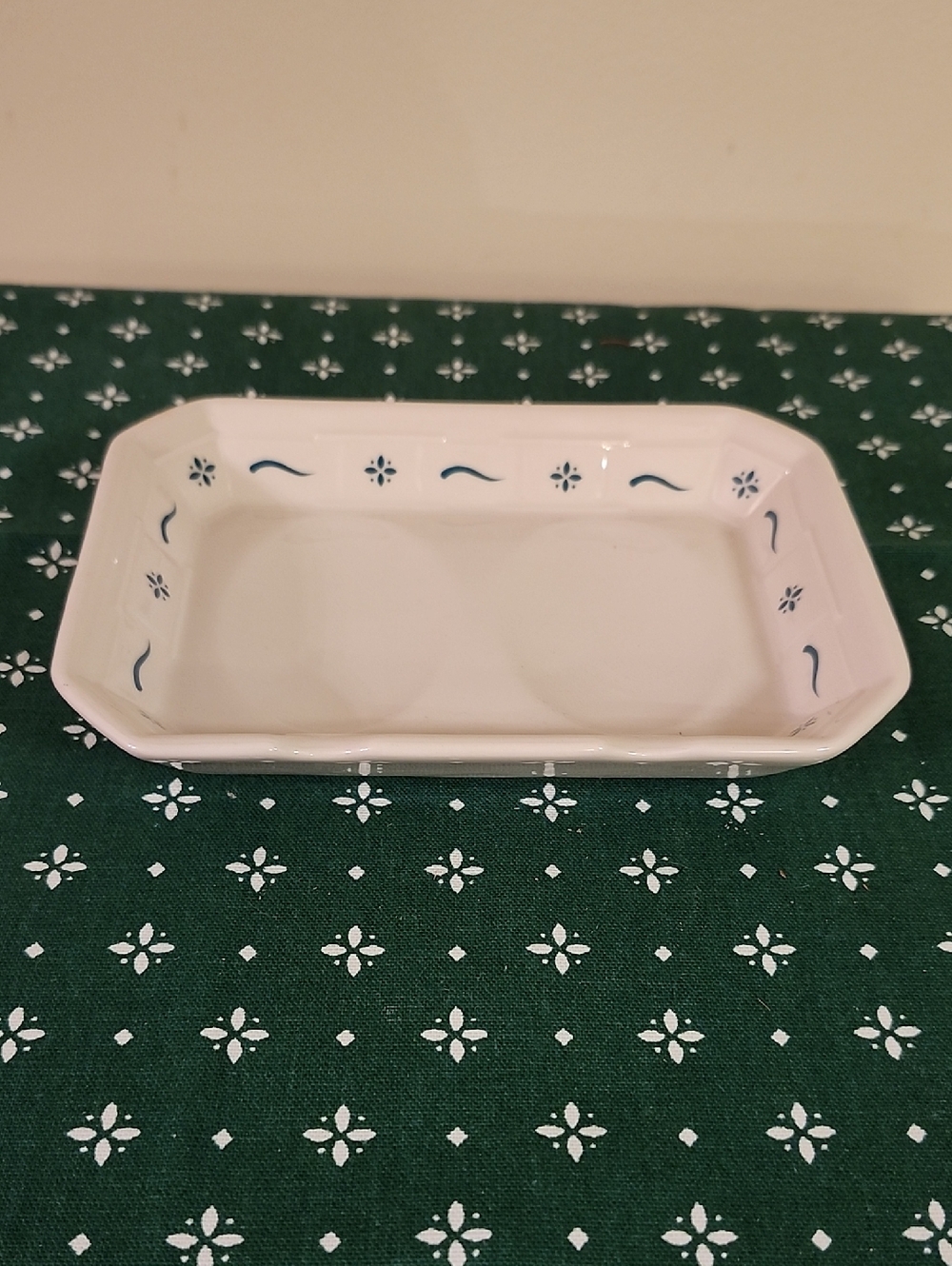 Longaberger Heritage Green Pottery  Double Spoon Rest
